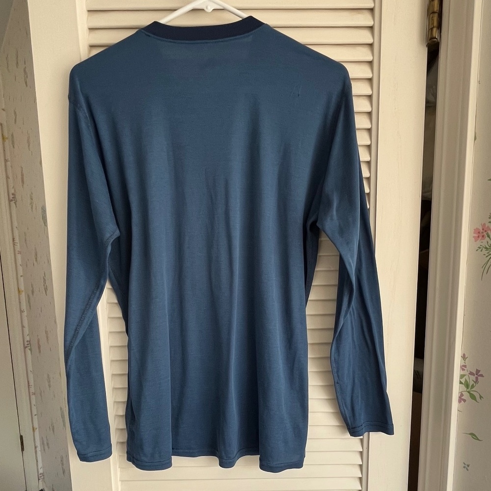 Patagonia Vintage MENS Capilene Medium Blue Long Sleeve Shirt Size L - Picture 2 of 9